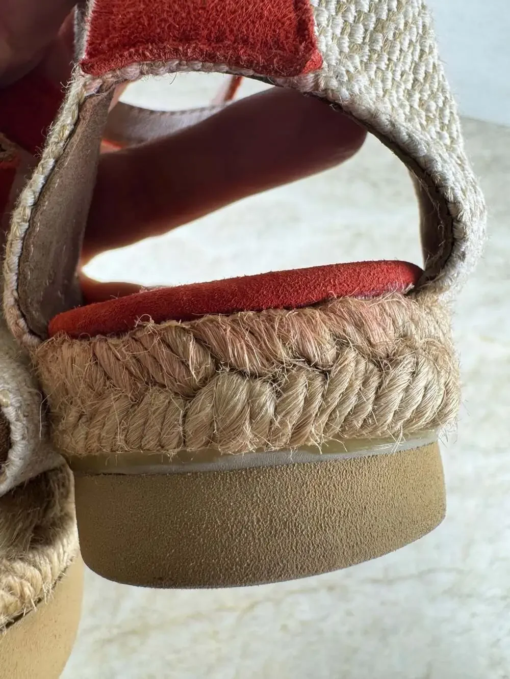 BOC Red Suede Beaded Espadrille Wedge Sandals Ankle Strap Boho Women’s Size 8